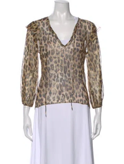 Pre-owned Alice And Olivia Silk Animal Print Blouse W/ Tags