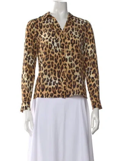 Pre-owned Alice And Olivia Silk Animal Print Blouse W/ Tags In Neutral
