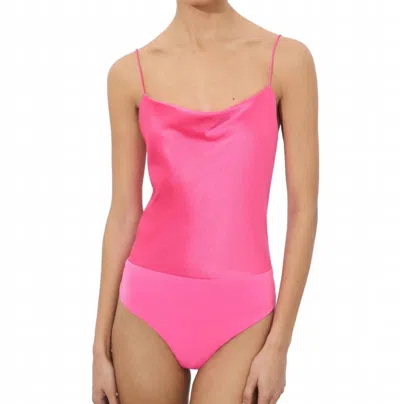 Alice And Olivia Silk Bodysuit In Wild Pink