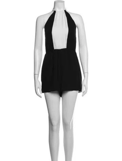 Pre-owned Alice And Olivia Silk Colorblock Pattern Romper In Black