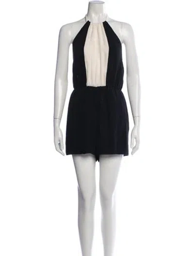 Pre-owned Alice And Olivia Silk Colorblock Pattern Romper In Black
