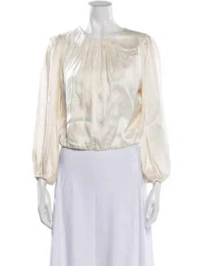 Pre-owned Alice + Olivia Silk Crew Neck Blouse In Metallic/neutrals
