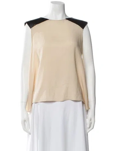 Pre-owned Alice And Olivia Silk Crew Neck Blouse In Neutral