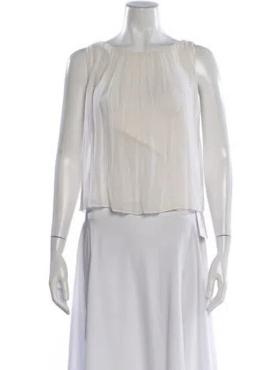 Pre-owned Alice And Olivia Silk Crew Neck Blouse In Neutral