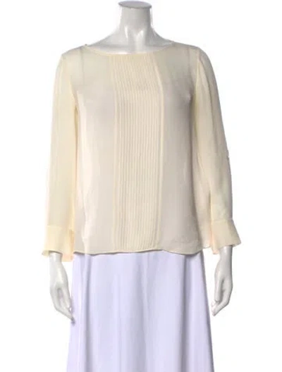 Pre-owned Alice And Olivia Silk Crew Neck Blouse In Neutrals