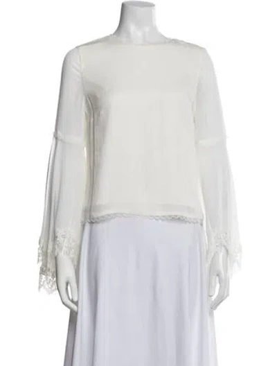 Pre-owned Alice + Olivia Silk Crew Neck Blouse In Neutrals