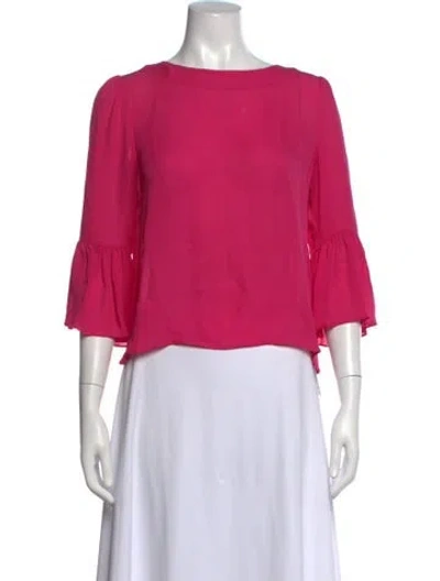Pre-owned Alice And Olivia Silk Crew Neck Blouse In Pink