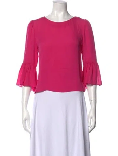 Pre-owned Alice And Olivia Silk Crew Neck Blouse In Pink