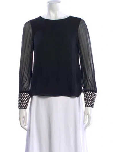 Pre-owned Alice And Olivia Silk Crew Neck Blouse W/ Tags In Black