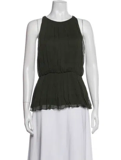 Pre-owned Alice And Olivia Silk Crew Neck Blouse In White