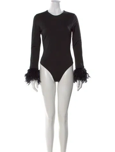 Pre-owned Alice And Olivia Silk Crew Neck Bodysuit In Black
