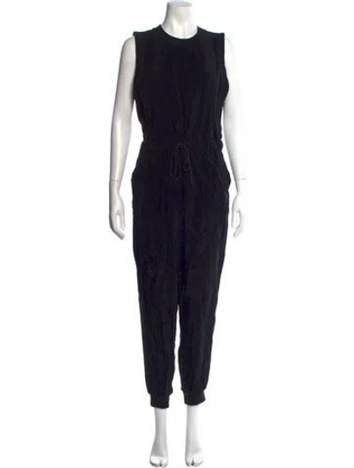 Pre-owned Alice And Olivia Silk Crew Neck Jumpsuit In Black