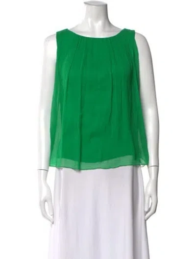 Pre-owned Alice And Olivia Silk Crew Neck Top In Green