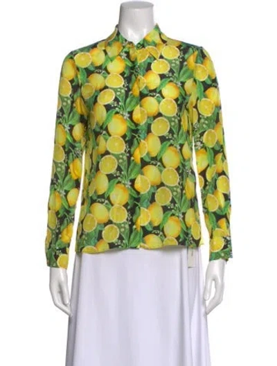 Pre-owned Alice And Olivia Silk Floral Print Blouse In Multi
