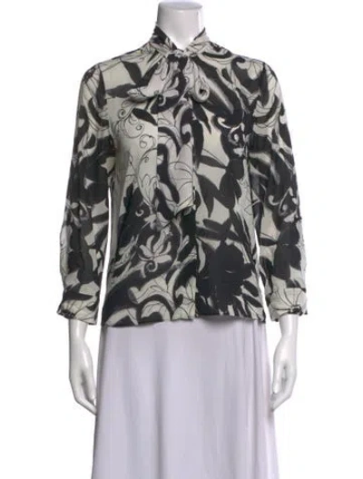Pre-owned Alice And Olivia Silk Floral Print Blouse In Multi