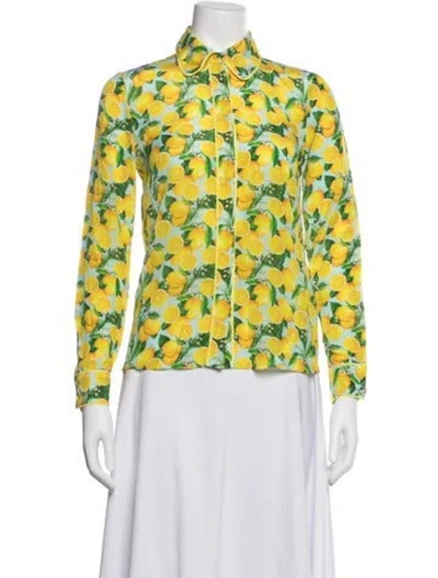 Pre-owned Alice And Olivia Silk Floral Print Blouse In Multicolor