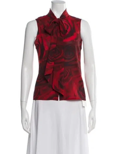 Pre-owned Alice And Olivia Silk Floral Print Blouse In Red