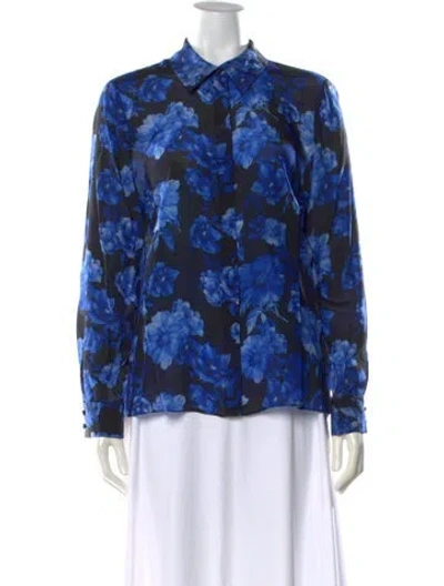 Pre-owned Alice And Olivia Silk Floral Print Blouse W/ Tags In Multi