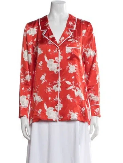 Pre-owned Alice And Olivia Silk Floral Print Pajamas In Red