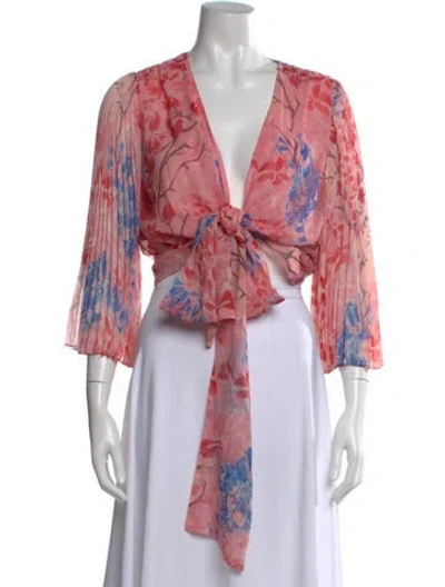Pre-owned Alice And Olivia Silk Floral Print Top In Pink