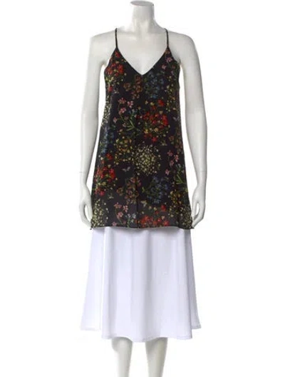 Pre-owned Alice And Olivia Silk Floral Print Tunic In Black