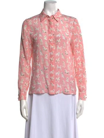 Pre-owned Alice And Olivia Silk Graphic Print Blouse In Pink