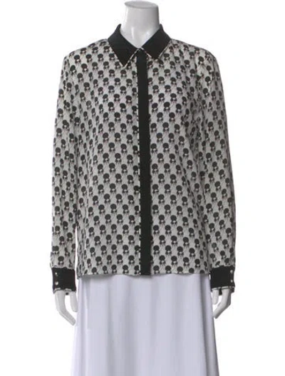 Pre-owned Alice And Olivia Silk Graphic Print Blouse In Purple