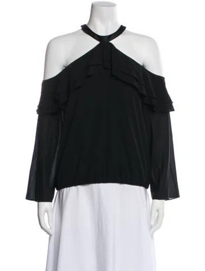 Pre-owned Alice And Olivia Silk Halterneck Blouse In Black