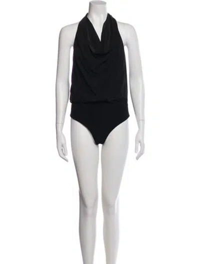 Pre-owned Alice And Olivia Silk Halterneck Bodysuit In Black