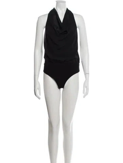 Pre-owned Alice And Olivia Silk Halterneck Bodysuit In Black