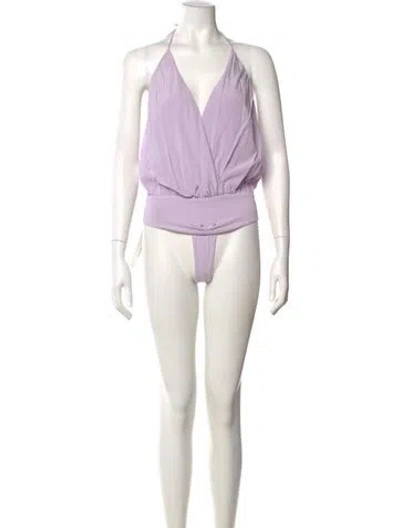 Pre-owned Alice And Olivia Silk Halterneck Bodysuit In Purple