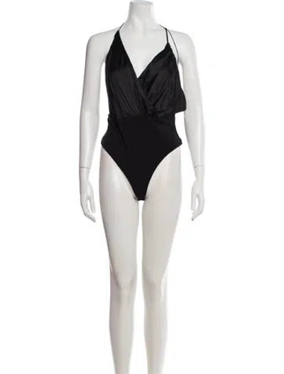 Pre-owned Alice And Olivia Silk Halterneck Bodysuit W/ Tags In Black