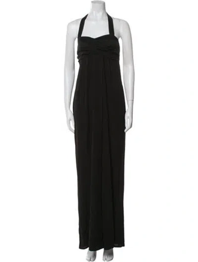 Pre-owned Alice And Olivia Silk Halterneck Jumpsuit In Black