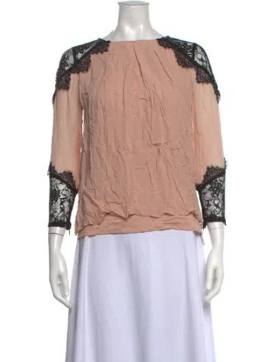 Pre-owned Alice And Olivia Silk Lace Pattern Blouse In Pink