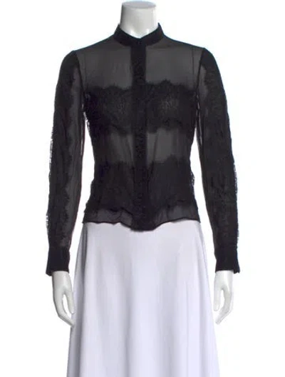 Pre-owned Alice And Olivia Silk Lace Pattern Blouse W/ Tags In Black