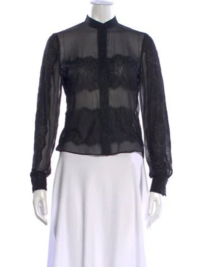 Pre-owned Alice And Olivia Silk Lace Pattern Blouse W/ Tags In Black