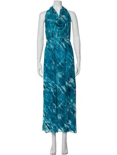 Pre-owned Alice And Olivia Silk Long Dress In Blue