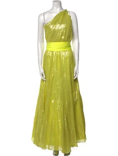 Pre-owned Alice And Olivia Silk Long Dress In Yellow