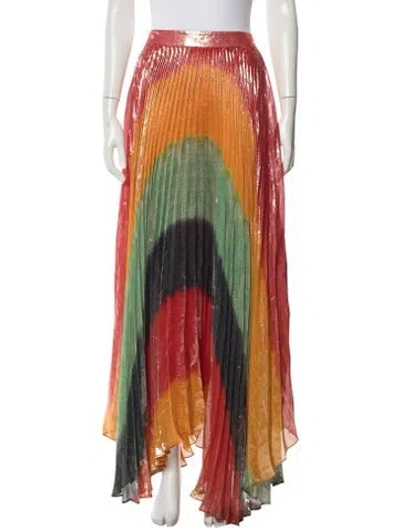 Pre-owned Alice And Olivia Silk Long Skirt In Orange
