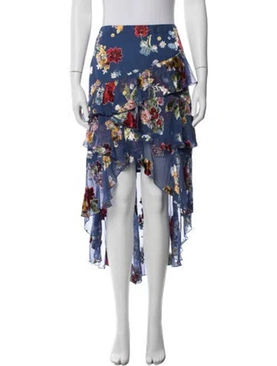 Pre-owned Alice And Olivia Silk Long Skirt W/ Tags In Blue