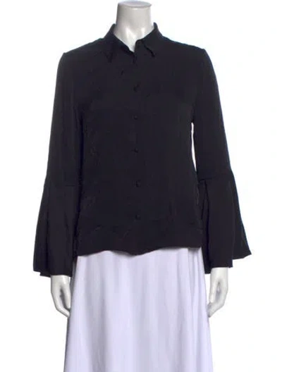 Pre-owned Alice And Olivia Silk Long Sleeve Blouse In Black