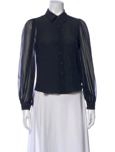 Pre-owned Alice And Olivia Silk Long Sleeve Blouse In Blue