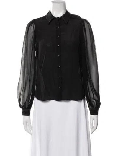 Pre-owned Alice And Olivia Silk Long Sleeve Blouse In Blue