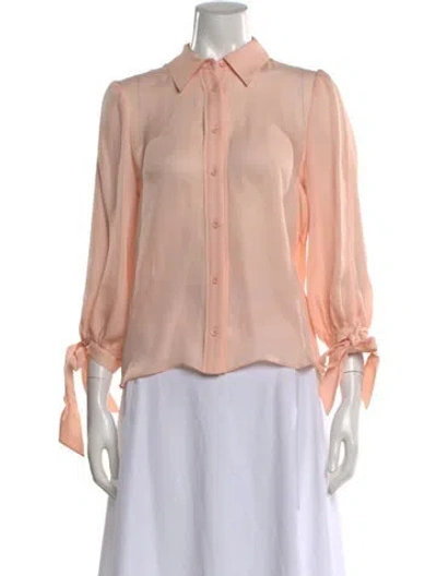 Pre-owned Alice And Olivia Silk Long Sleeve Blouse In Neutral