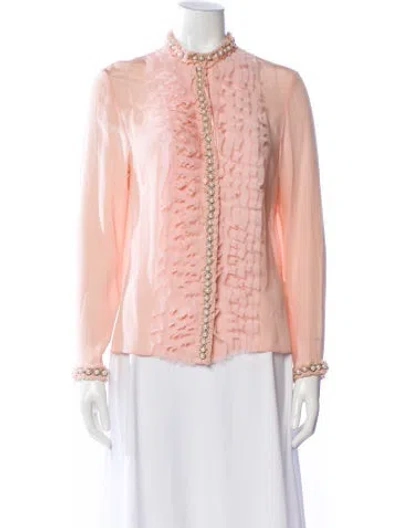 Pre-owned Alice And Olivia Silk Long Sleeve Blouse In Pink