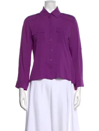 Pre-owned Alice And Olivia Silk Long Sleeve Blouse In Purple