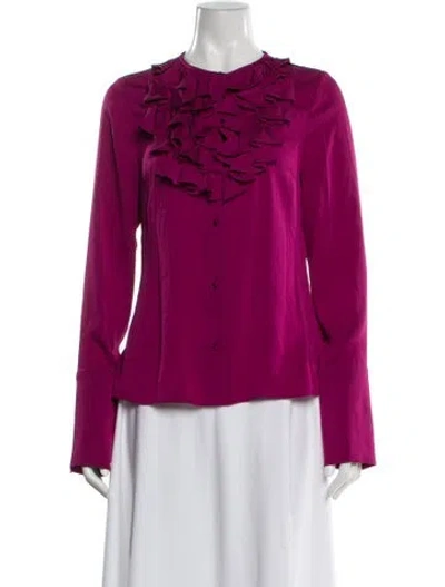 Pre-owned Alice And Olivia Silk Long Sleeve Blouse In Purple