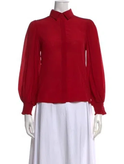 Pre-owned Alice And Olivia Silk Long Sleeve Blouse In Red