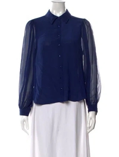 Pre-owned Alice And Olivia Silk Long Sleeve Blouse W/ Tags In Blue