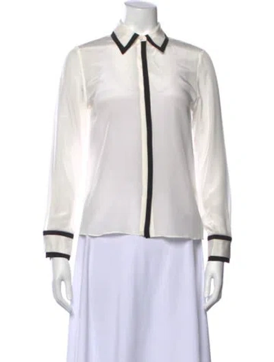 Pre-owned Alice And Olivia Silk Long Sleeve Blouse W/ Tags In Neutral